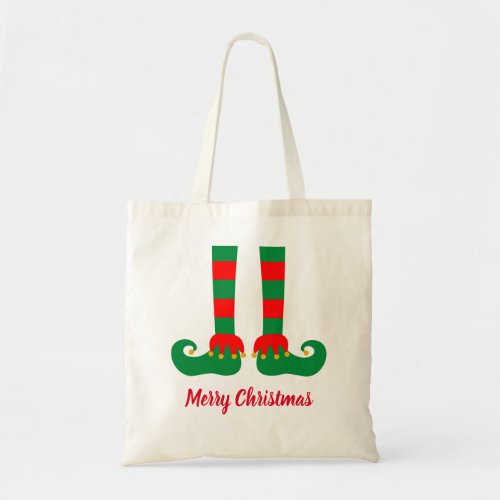 Custom Chirstmas tote bags with cute elfs feet