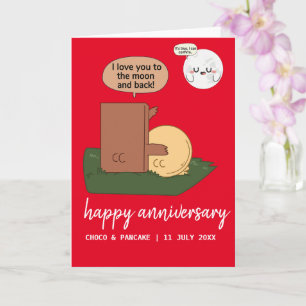 Custom Choco & Pancake Happy Wedding Anniversary Card