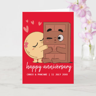 Custom Choco & Pancake Happy Wedding Anniversary Card