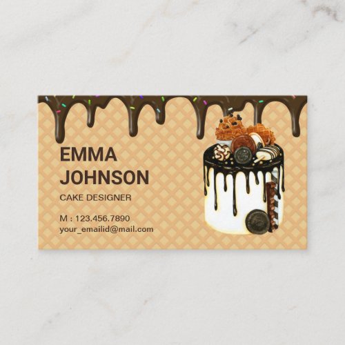 Custom Chocolate Birthday Cake Pastry Chef Bakery Business Card