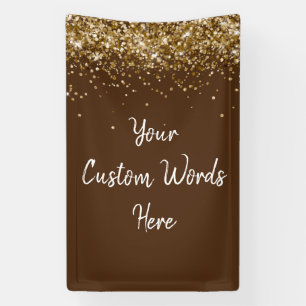 Custom Chocolate Brown Gold Birthday Party Photo Banner