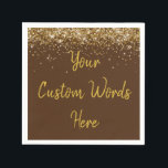 Custom Chocolate Brown Gold Glitter Birthday Party Napkins<br><div class="desc">personalized sweet 16 paper napkin,  personalised 1st 15th 16th serviette,  wedding reception cocktail hen do,  quinceanera mis quince for her,  couple rehearsal dinner vow renewal,  daughter bridal shower high school,  son college graduate baby boy,  25th anniversary 30th 40th 50th,  girl bachelorette weekend night 18th,  20th 21st wife husband graduation</div>