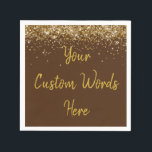 Custom Chocolate Brown Gold Glitter Birthday Party Napkins<br><div class="desc">personalized sweet 16 paper napkin,  personalised 1st 15th 16th serviette,  wedding reception cocktail hen do,  quinceanera mis quince for her,  couple rehearsal dinner vow renewal,  daughter bridal shower high school,  son college graduate baby boy,  25th anniversary 30th 40th 50th,  girl bachelorette weekend night 18th,  20th 21st wife husband graduation</div>