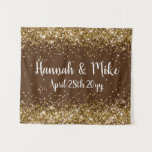 Custom Chocolate Brown &amp; Gold Wedding Photo Booth Tapestry
