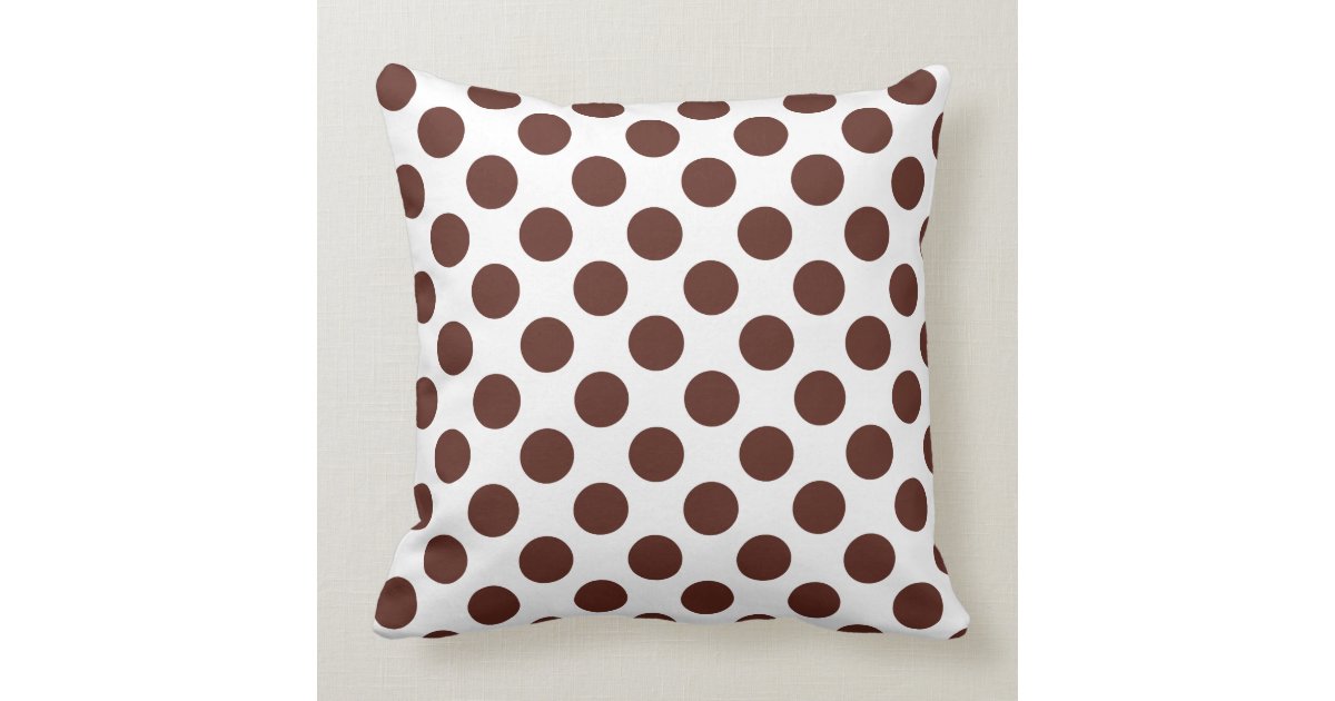 Custom Chocolate Brown Polka Dot Throw Pillow Zazzle Com