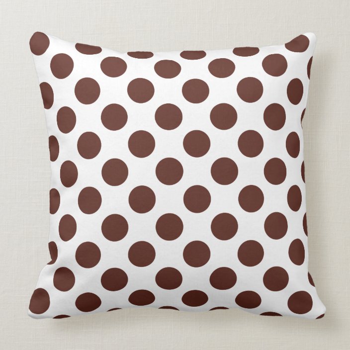 Custom Chocolate Brown Polka Dot Throw Pillow Zazzle Com