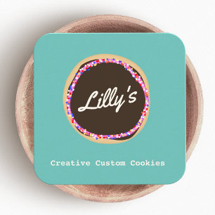 Custom Chocolate Cookie Logo Square Business Card