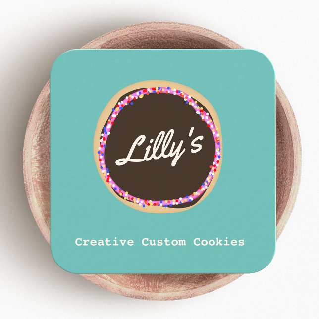 Custom Chocolate Cookie Logo Square Business Card (Creator Uploaded)