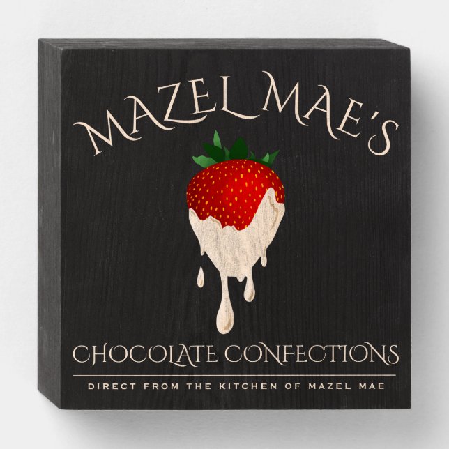 Custom Chocolate Covered Strawberry Banner Wood Wa Wooden Box Sign (Front Horizontal)