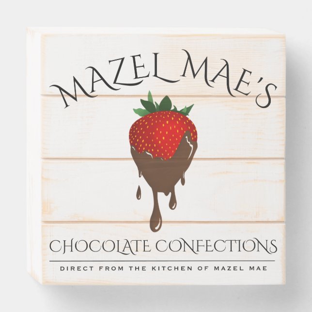 Custom Chocolate Covered Strawberry Banner Wood Wa Wooden Box Sign (Front Horizontal)