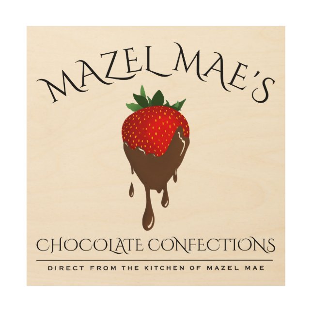 Custom Chocolate Covered Strawberry Banner Wood Wall Art (Front)