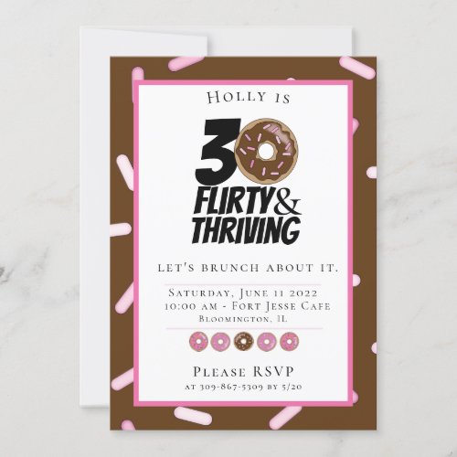 Custom Chocolate Donut 30th Birthday Brunch Invitation
