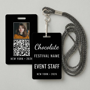 Custom Chocolate Festival Photo QR Code Staff Badge