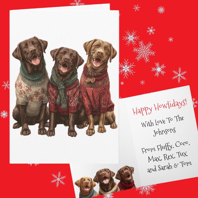 Custom Chocolate Lab Christmas Ugly Sweater Card (Creator Uploaded)