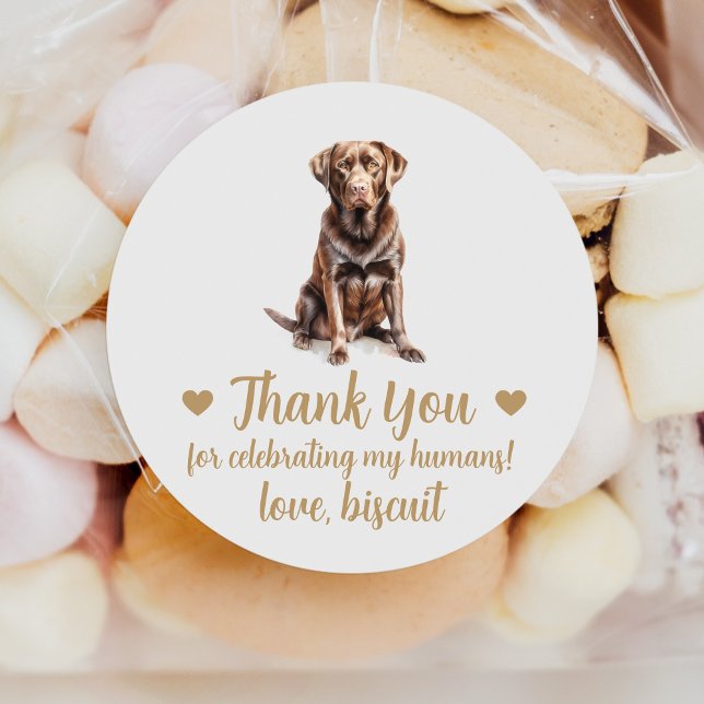 Custom Chocolate Lab Dog Wedding Favor Stickers (Creator Uploaded)