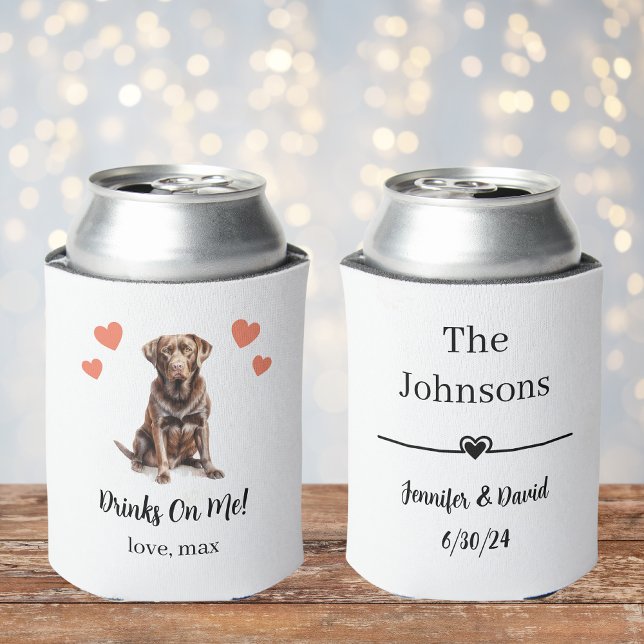 Custom Chocolate Lab Pet Wedding Can Cooler (Creator Uploaded)