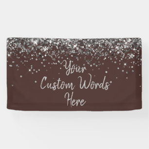 Custom Chocolate Silver Customized Birthday Party Banner