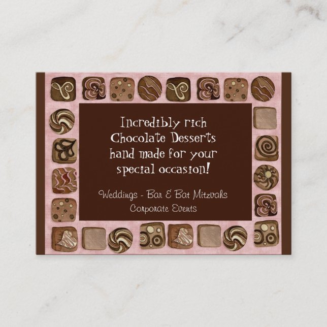 Custom Chocolate Sweet Shoppe Business Cards (Front)