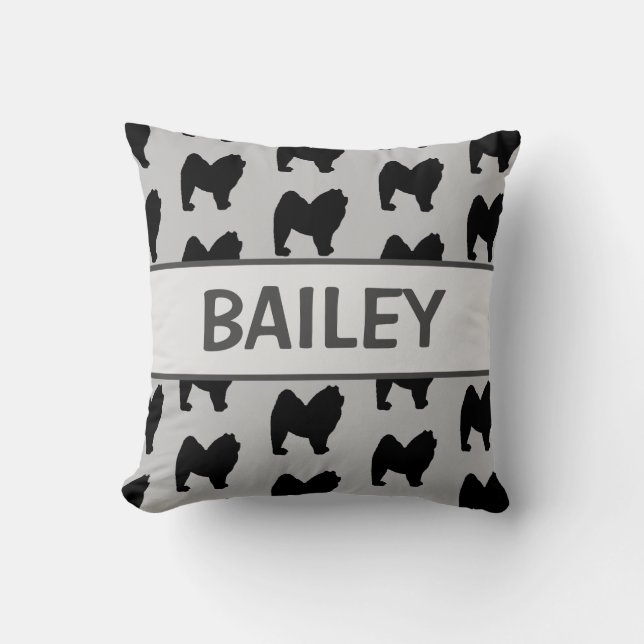 Custom Chow Chow Dog Silhouette Throw Pillow (Front)