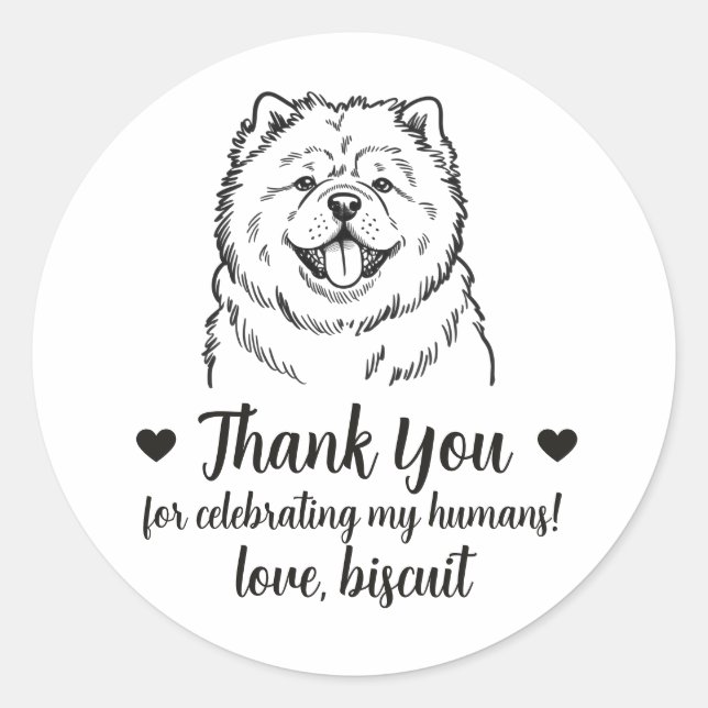 Custom Chow Chow Dog Wedding Favor Stickers (Front)