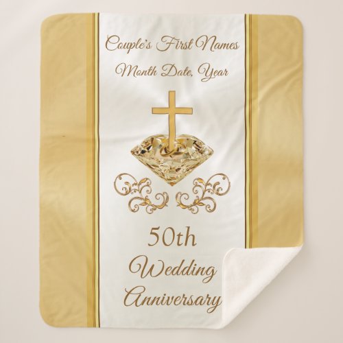 Custom Christian 50th Wedding Anniversary Gifts Sherpa Blanket
