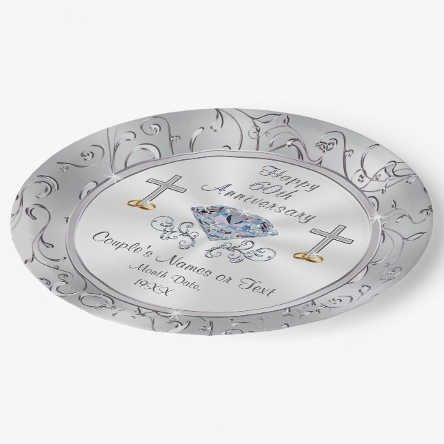 Custom Christian 60th Anniversary Paper Plates (Angled)