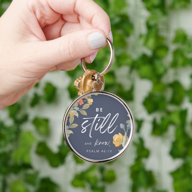 Custom Christian Be Still and Know Keychain (Hand)