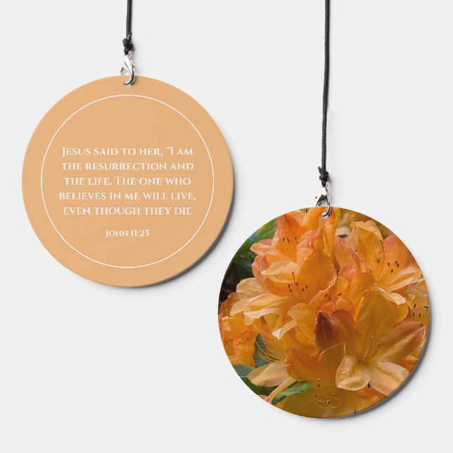 Custom Christian Bible Verse Flower Photo Gift Wind Chime (Front & Back)
