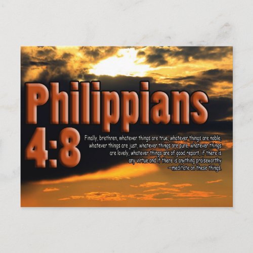 CUSTOM CHRISTIAN BIBLE VERSE PHILIPPIANS 48 POSTCARD