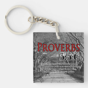 CUSTOM CHRISTIAN BIBLE VERSE PROVERBS 3:5-6 KEYCHAIN