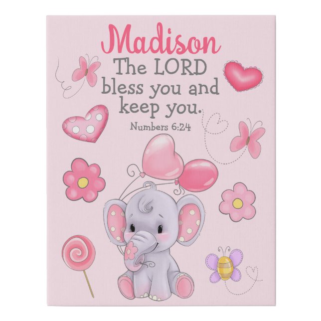 Custom Christian Blessing Nursery Decor Wall Art (Front)