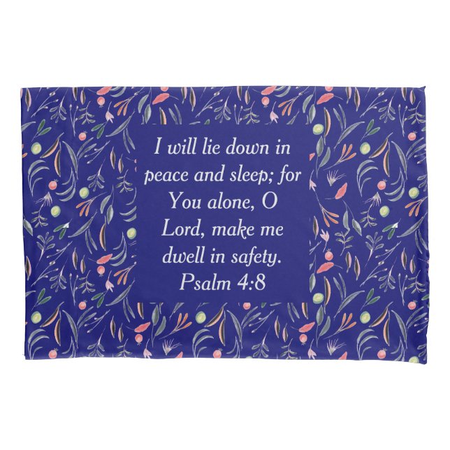 Custom Christian Blue Floral Pillow Case (Front)