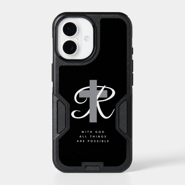 Custom Christian Catholic religious cross monogram Otterbox iPhone Case (Back)