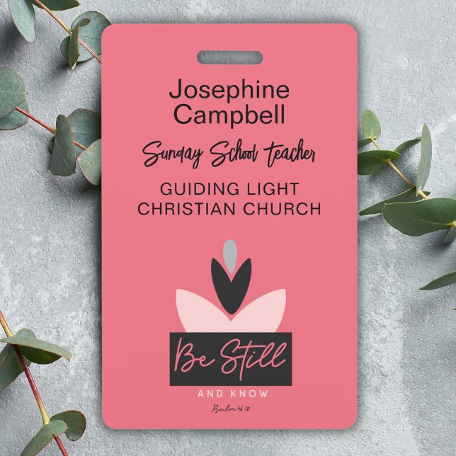 Custom Christian Church Staff Volunteer Event Name Badge (Fully editable-can use your logo & change background color too.)