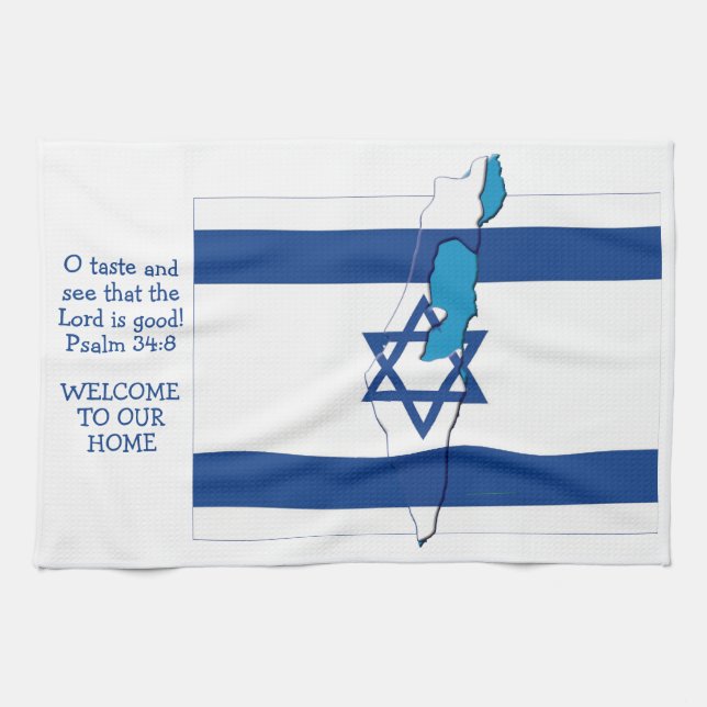 Custom Christian FLAG OF ISRAEL Kitchen Towel (Horizontal)