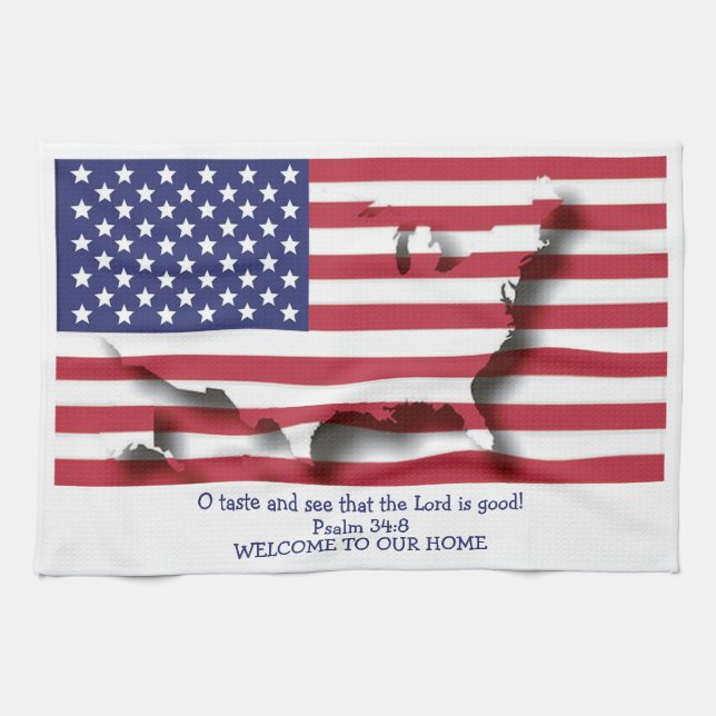 Custom Christian FLAG OF USA Kitchen Towel (Horizontal)