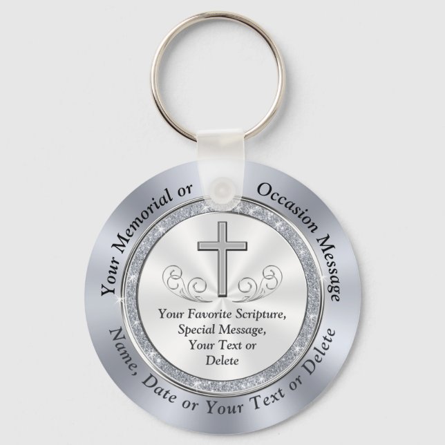 Custom Christian, Funeral Keepsakes for Guests Keychain (Front)