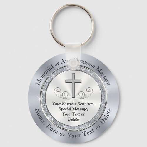 Custom Christian Funeral Keepsakes for Guests Keychain