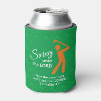 Custom CHRISTIAN GOLFER Swing Unto Lord SHAMROCK Can Cooler