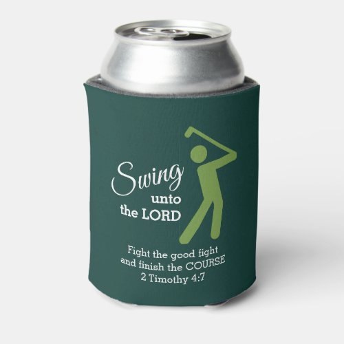 Custom CHRISTIAN GOLFER Swing Unto The Lord GREEN Can Cooler