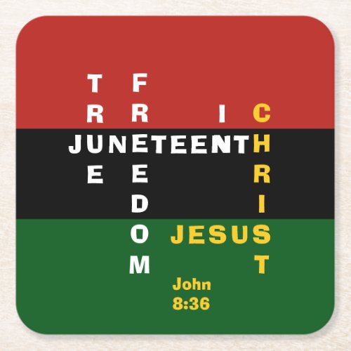 Custom Christian JUNETEENTH Square Paper Coaster