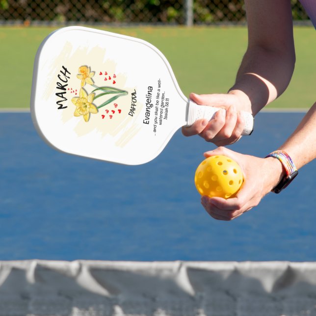 Custom Christian MARCH Birth Month Flower Daffodil Pickleball Paddle (Insitu)