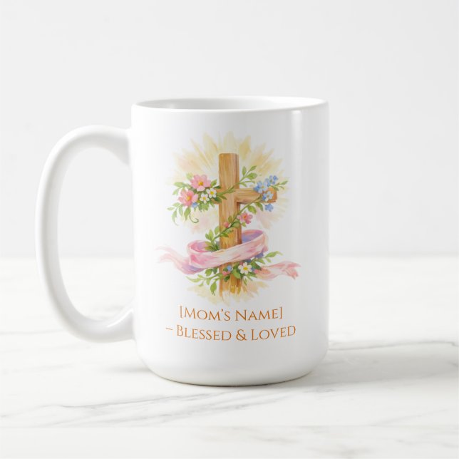 Custom Christian Mother’s Day Cross Mug (Left)
