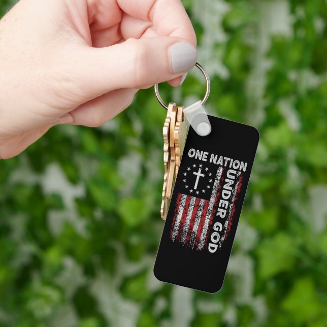 Custom Christian One Nation Under God Keychain (Hand)