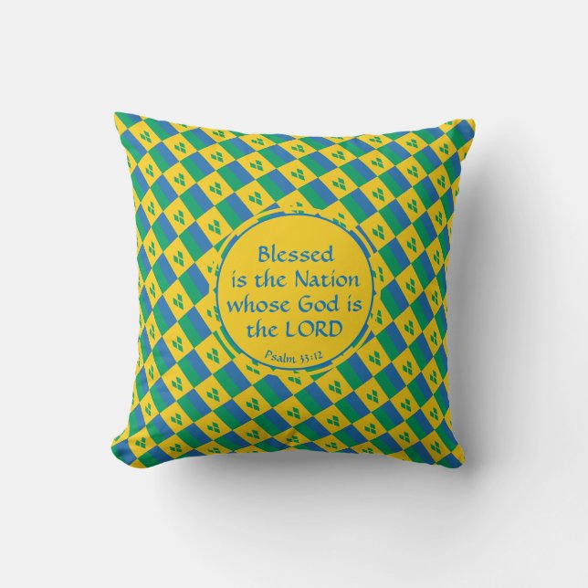 Custom Christian Psalm ST VINCENT FLAG Throw Pillow (Front)
