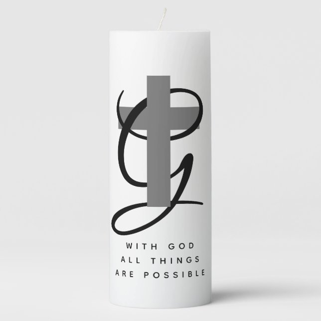 Custom Christian religious cross faith symbol Pillar Candle (Front)