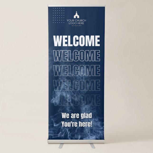 Custom Christian Welcome Church Retractable Banner (Front)