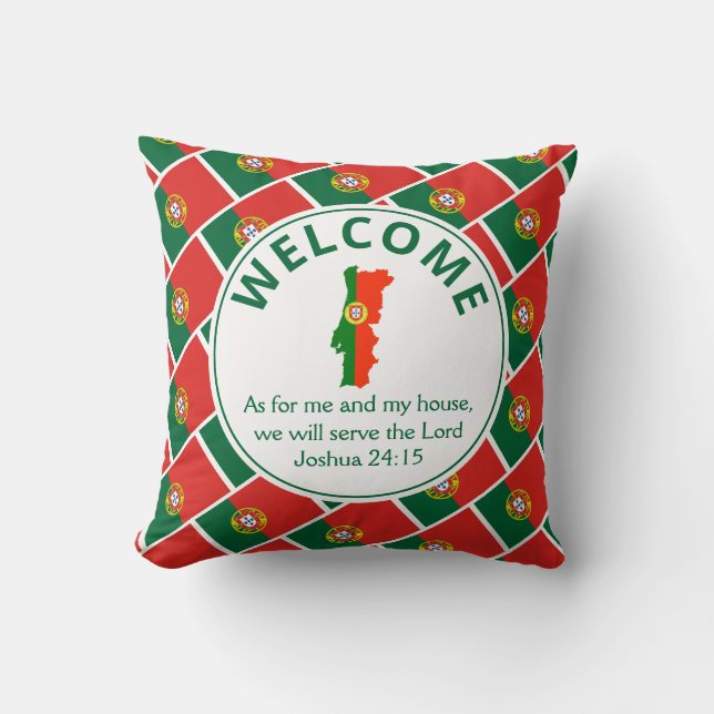 Custom Christian  Welcome PORTUGAL Throw Pillow (Front)