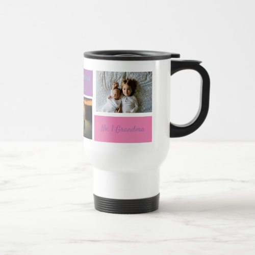 Custom Christmas 3 Photo Personalized Grandma Travel Mug