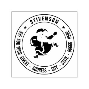 Custom Christmas Address Stamp Template with Santa